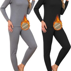 TELALEO Womens Thermal Underwear Double Sided Fleece Lined-0
