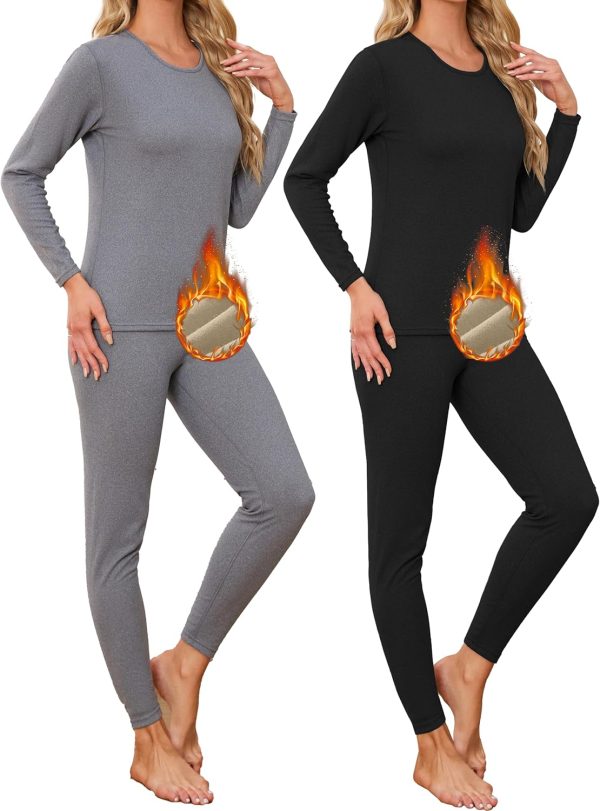 TELALEO Womens Thermal Underwear Double Sided Fleece Lined-0