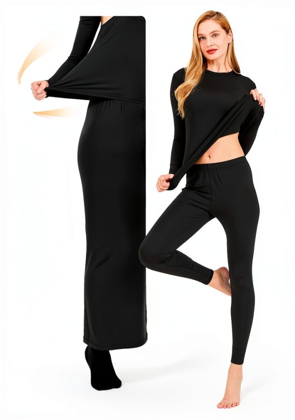 Womens Thermal Underwear Fleece Lined Base Layer Winter Wear-2