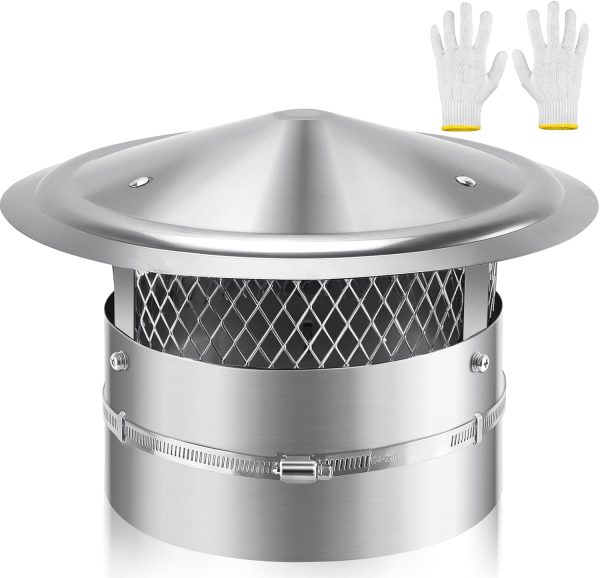 QUEYAAM Chimney Cap 304 Stainless Steel Rain Protection-0