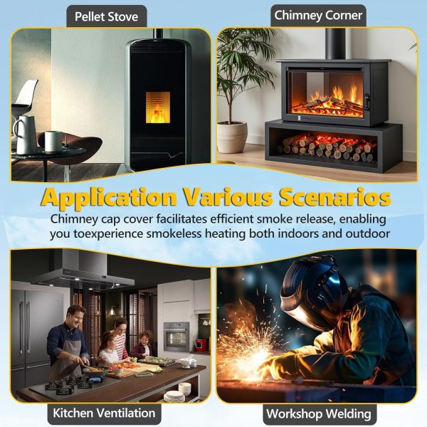 QUEYAAM Chimney Cap 304 Stainless Steel Adjustable Rain-6