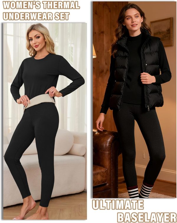 TELALEO Womens Thermal Underwear Double Sided Fleece Lined-3