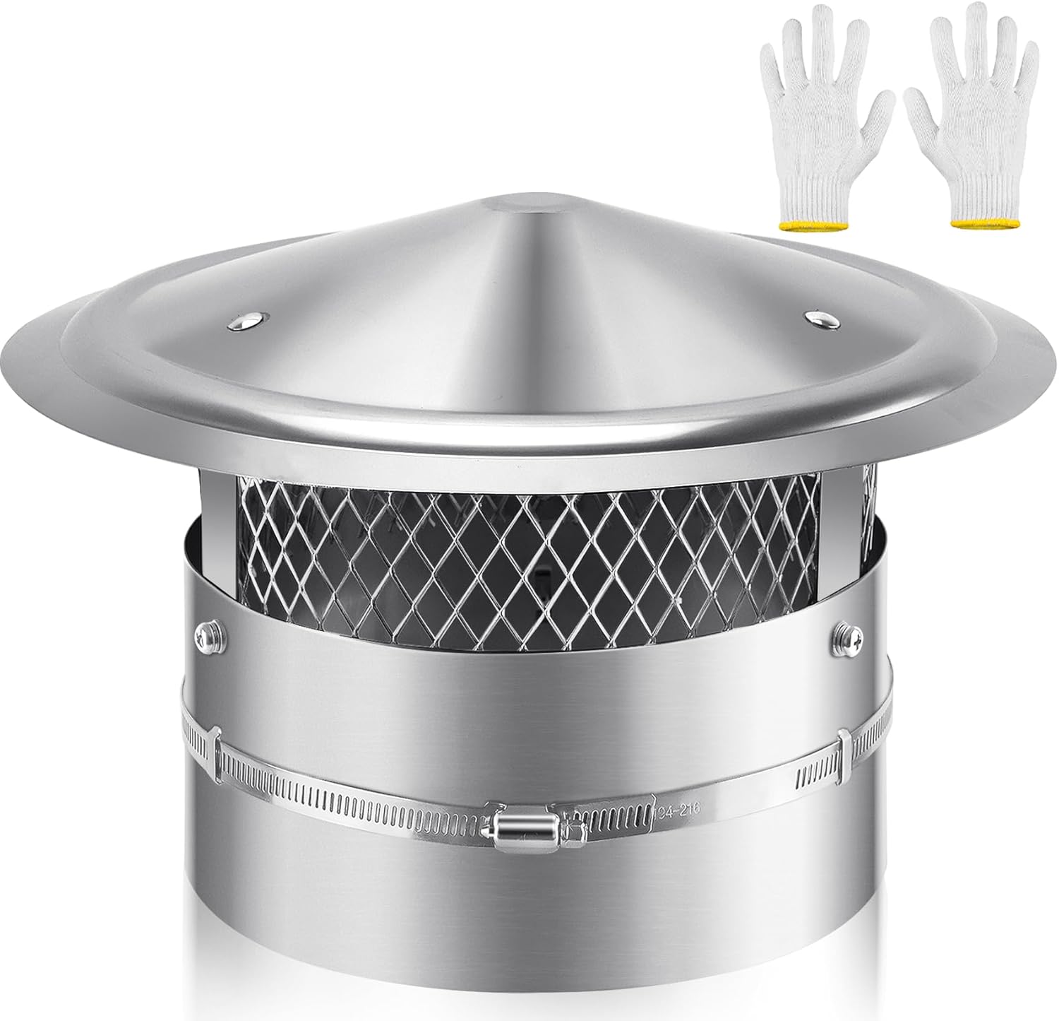 QUEYAAM chimney cap installed on a round flue