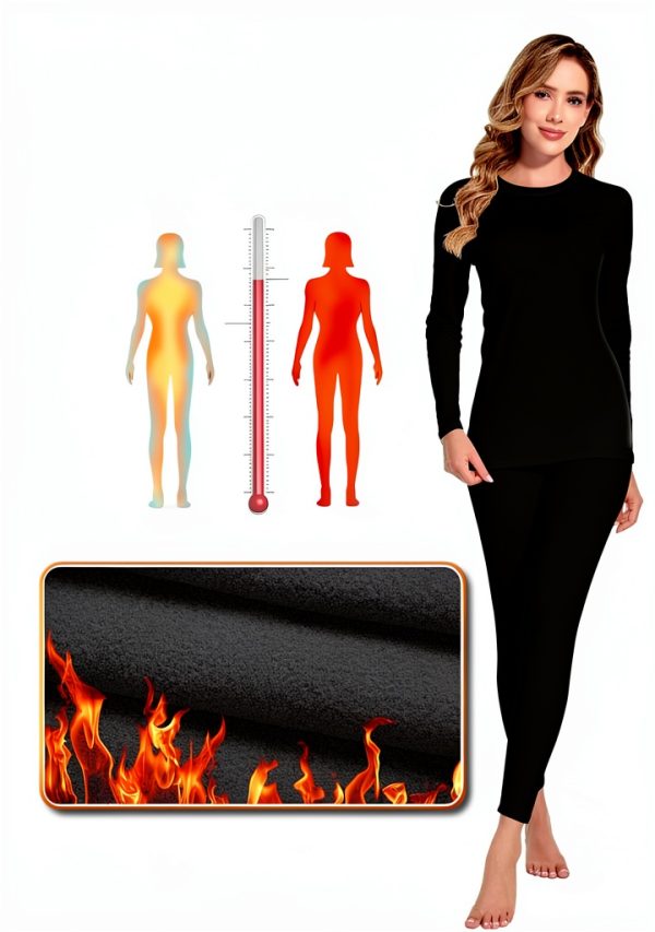Womens Thermal Underwear Micro Fleece Lined Moisture Wicking-2