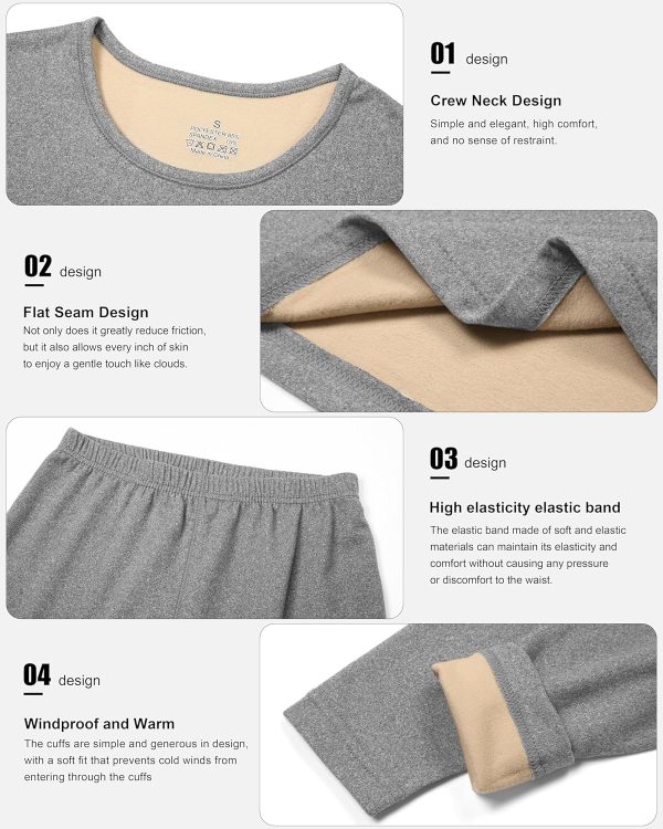 TELALEO Womens Thermal Underwear Double Sided Fleece Lined-4
