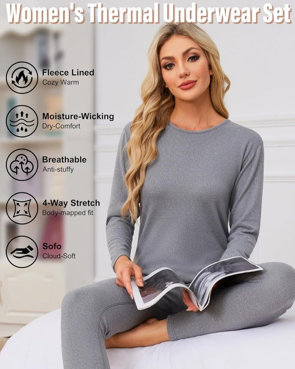 TELALEO Womens Thermal Underwear Double Sided Fleece Lined-1