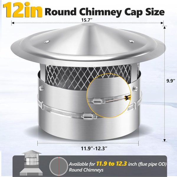 QUEYAAM Chimney Cap 304 Stainless Steel Adjustable Rain-1