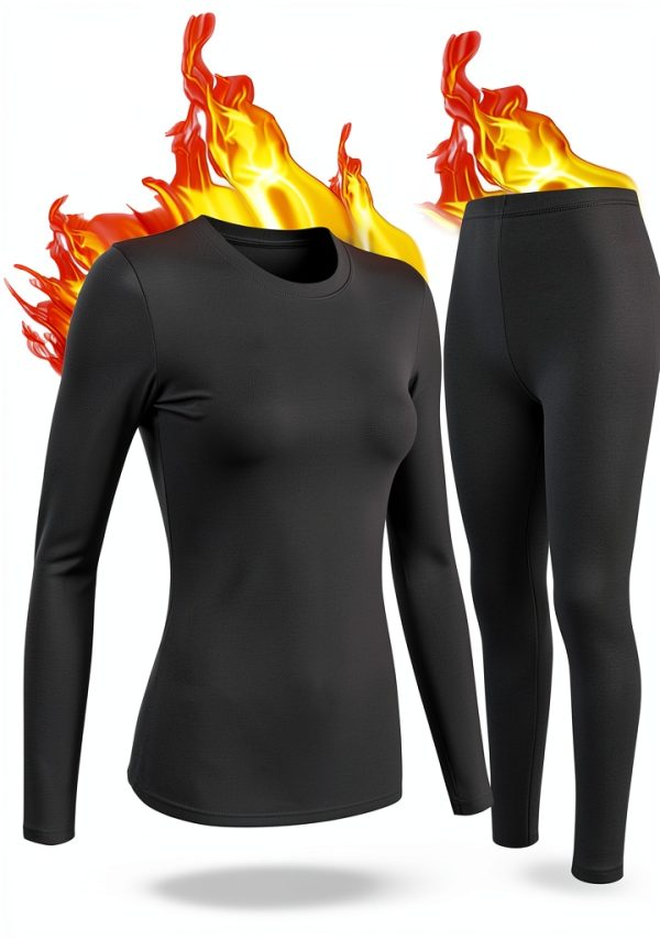 Womens Thermal Underwear Fleece Lined Base Layer Winter Wear-0