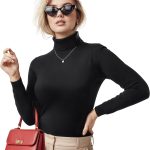 Womens Turtleneck Long Sleeve Poly Cotton Stretch Form-0