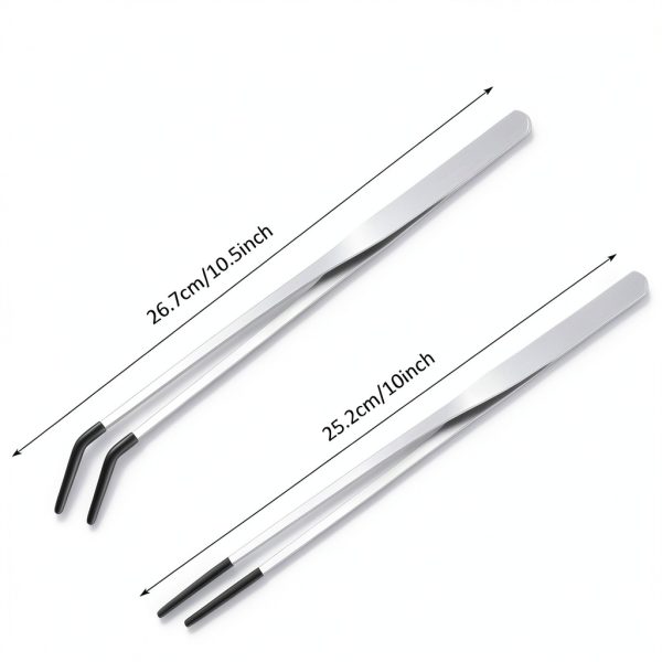 Lasnten Long Stainless Steel Reptile Feeding Tongs Silver 10 Inch-1
