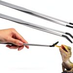 Lasnten Long Stainless Steel Reptile Feeding Tongs Silver 10 Inch-0