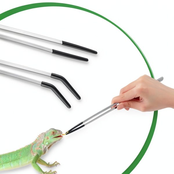 Lasnten Long Stainless Steel Reptile Feeding Tongs Silver 10 Inch-2