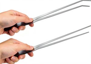 2PCS Long Aquarium Tweezers - 10.6" Straight and Curved Tweezers, Stainless Steel Reptile Feeding tongs, Terrarium Aquascape Tools Feeder for Lizards, Bearded Dragon Snake Tank Accessories-0
